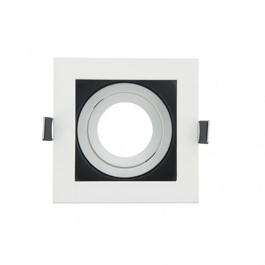 Luminaria empotrable BATU cuadrada en color blanco y negro de aluminio, Fabrilamp 14368CU01, orientable, con GU10, para interior doméstico