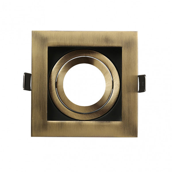 Empotrable LED BATU cuadrado negro y cuero, Fabrilamp modelo 14368CU73, foco orientable para iluminación interior (aluminio).