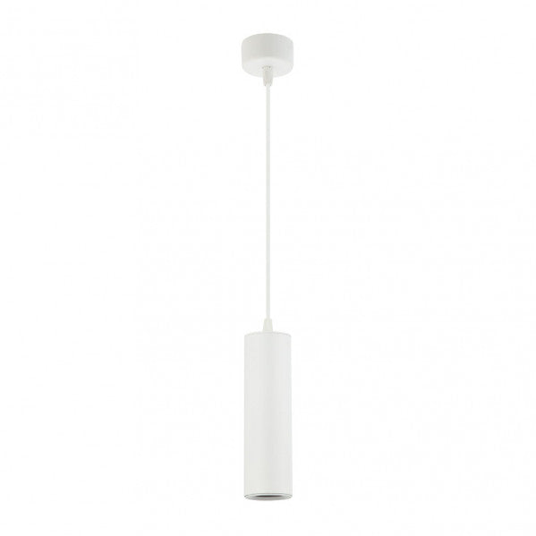 Lámpara colgante Drach de Abrila en aluminio blanco, diseño minimalista y moderno para interiores, con 1 bombilla GU10, dimensiones 6x6 cm, ideal para decoración contemporánea (modelo 143791001).