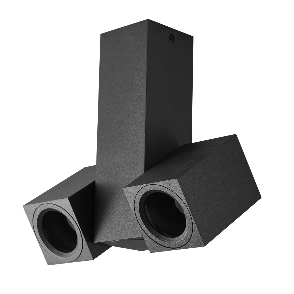 Foco de superficie NERJA negro 2x GU10 orientable en aluminio para interior | Fabrilamp 143992009