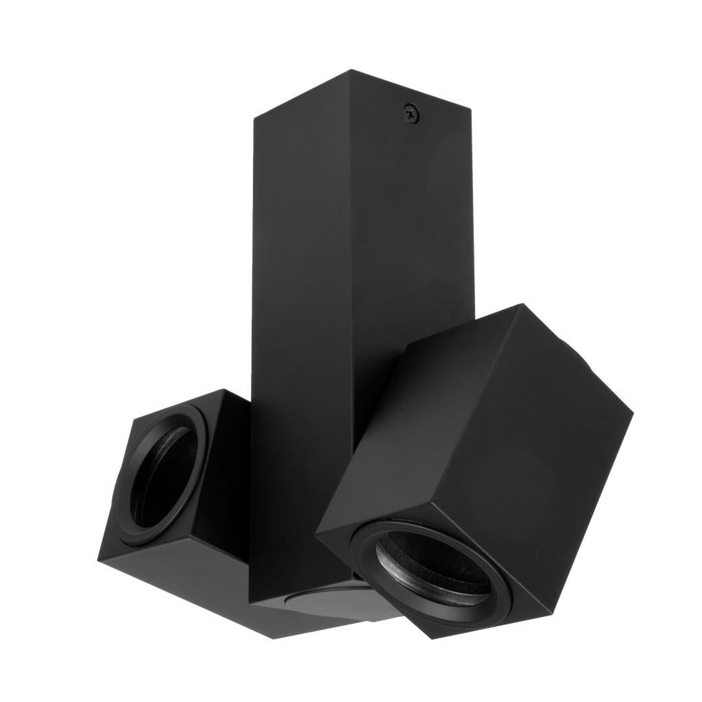 Foco de superficie NERJA Negro 2xGU10 orientable de aluminio para iluminación interior | Fabrilamp 143992009
