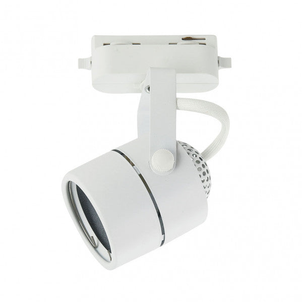 Foco de carril ARTA blanco orientable de aluminio, Fabrilamp, modelo 144080101, iluminación técnica para interior doméstico.