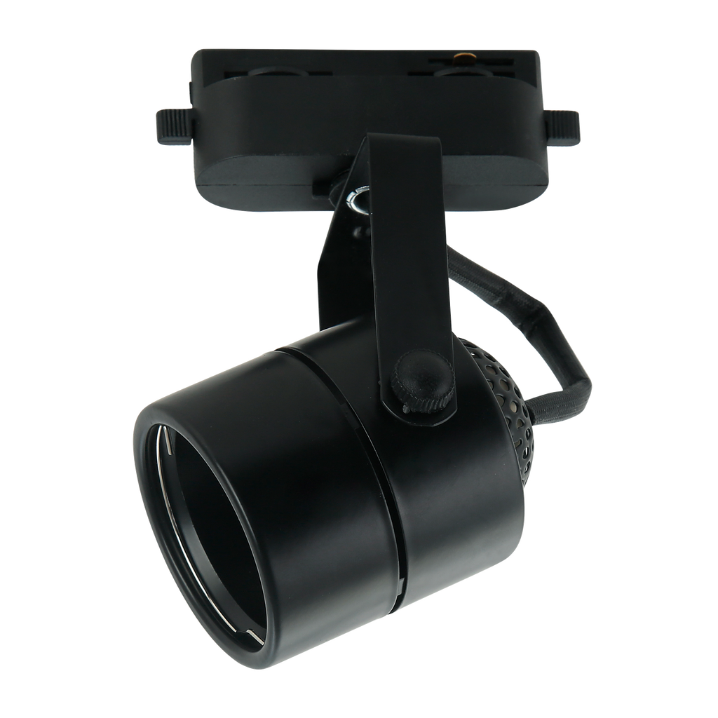 Foco de carril ARTA cilíndrico negro de aluminio, Fabrilamp 144080109, iluminación técnica para interiores