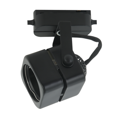 Foco de carril ARTA Cubo Negro 1xGU10, orientable, aluminio, iluminación interior – Fabrilamp