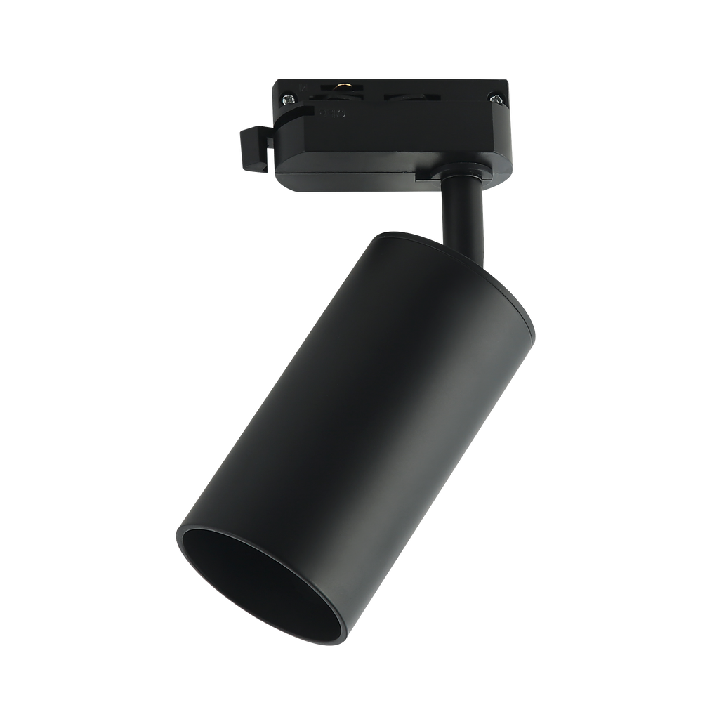 Foco de carril Voronia negro orientable 360° en aluminio para iluminación interior – Fabrilamp