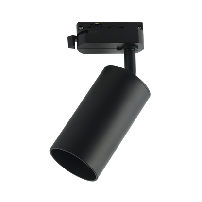 Foco de carril Voronia negro orientable 360° en aluminio para iluminación interior – Fabrilamp