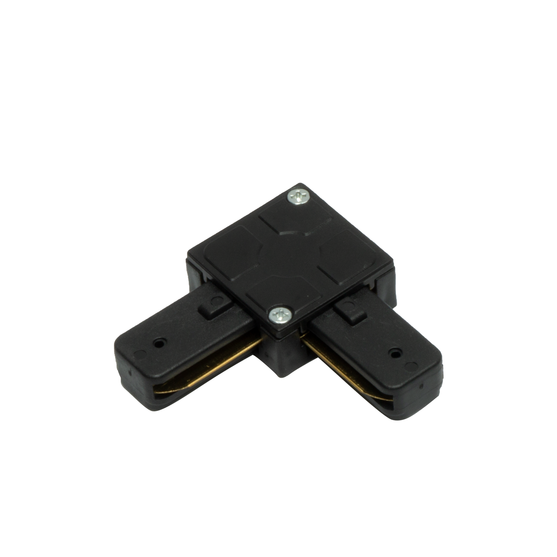 Conector en L Pindal negro para carril de iluminación de aluminio, modelo 1443CONECT-L-NE, accesorio profesional para interiores Fabrilamp/Abrila.