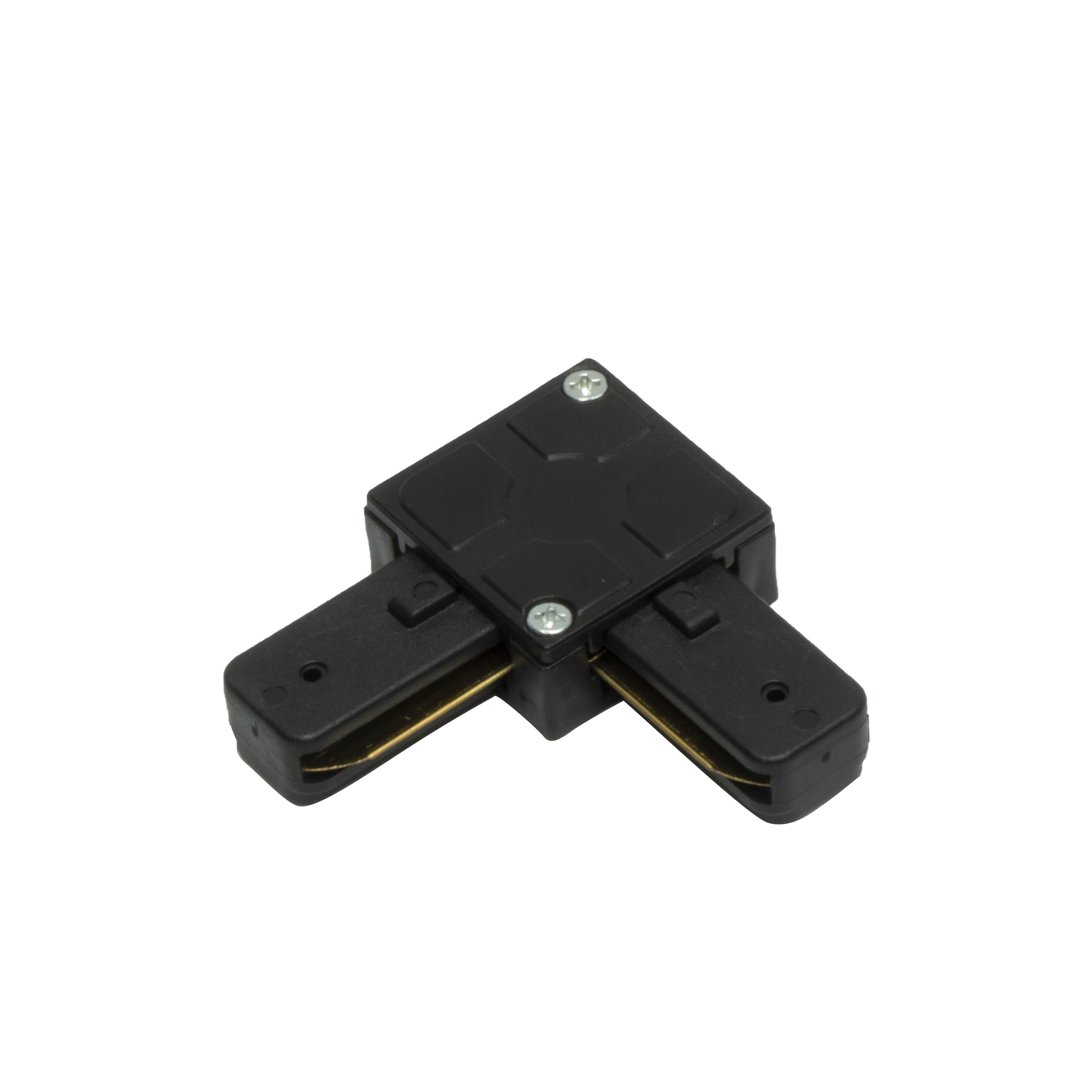 Conector en L Pindal negro para carril de iluminación de aluminio, modelo 1443CONECT-L-NE, accesorio profesional para interiores Fabrilamp/Abrila.