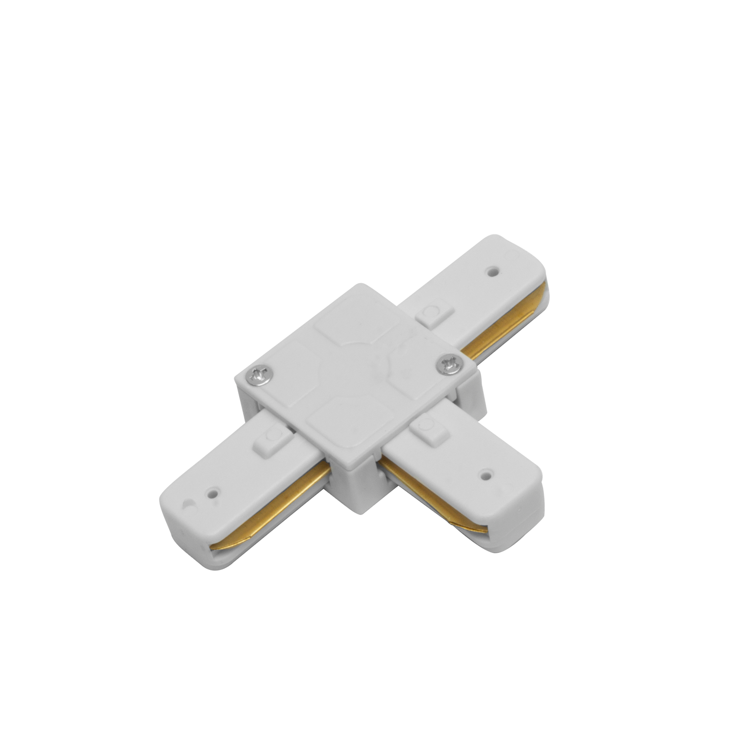 Conector Pindal blanco en T para carril de iluminación técnica; aluminio y policarbonato, Fabrilamp, modelo 1443CONECT-T-BL