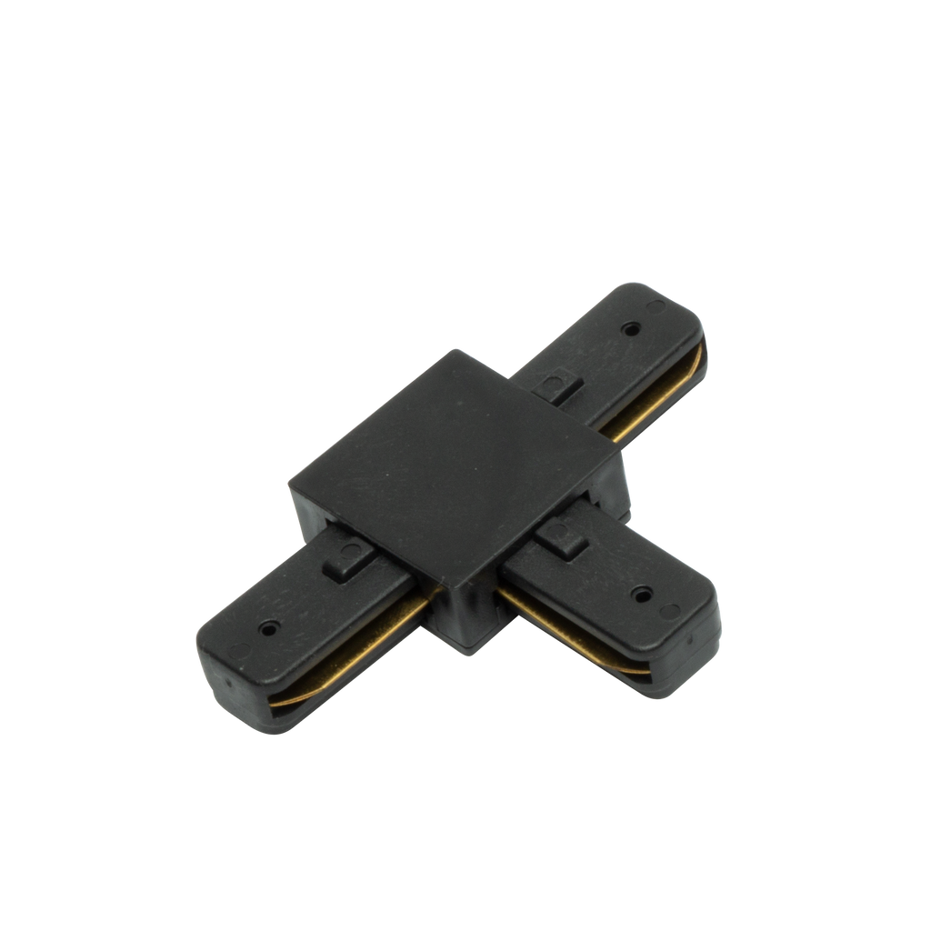 Conector en T Pindal negro de aluminio para iluminación técnica, modelo 1443CONECT-T-NE, Fabrilamp/Abrila, accesorio profesional