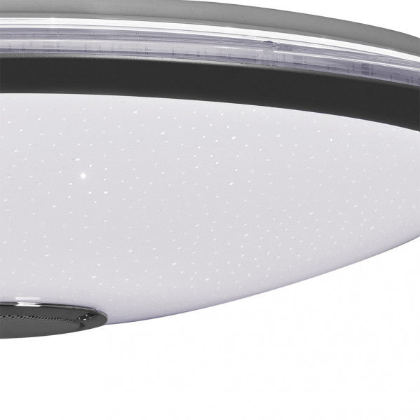 Plafón LED Magallanes 48W RGB de Fabrilamp, acabado blanco y cromo, iluminación interior moderna con RGB
