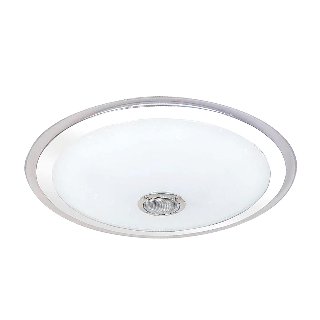 Plafón LED Magallanes 72W RGB en blanco/cromo de Fabrilamp para iluminación interior doméstica, con Bluetooth