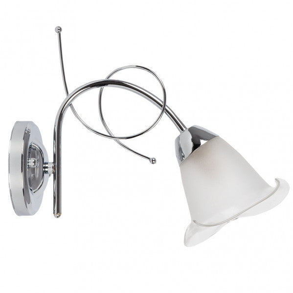 Aplique de pared Adelfa Cromo de Abrila, modelo clásico AI2 con bombilla E14, dimensiones 24x29x13 cm, acabado en cromo y cristal para iluminación interior difusa y decoración doméstica moderna (código 150961020)