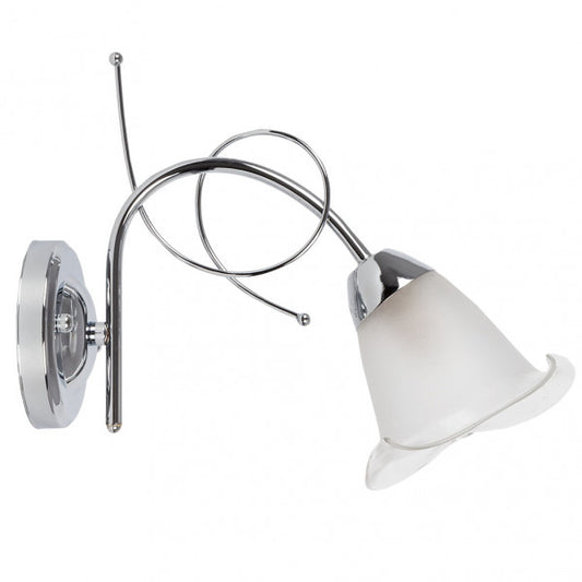 Aplique de pared Adelfa Cromo de Abrila, modelo clásico AI2 con bombilla E14, dimensiones 24x29x13 cm, acabado en cromo y cristal para iluminación interior difusa y decoración doméstica moderna (código 150961020)