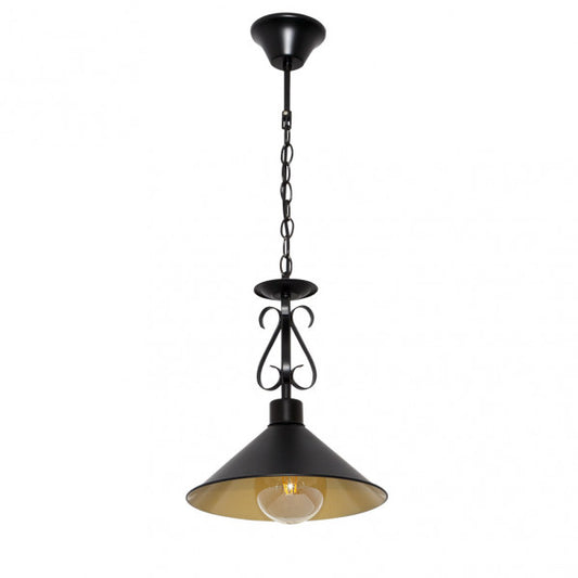 Lámpara colgante Azalea de Abrila en negro y oro, diseño rústico vintage de metal para decoración interior doméstica, modelo 151091016 con 1xE27