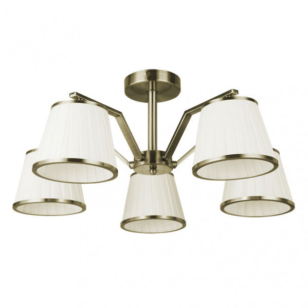 Lámpara de techo Trebol 5xe14 en cuero beige de Abrila, diseño clásico con estructura de metal textil para iluminación doméstica en salones y dormitorios, modelo 151655014 ideal para decoración interior.