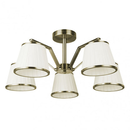 Lámpara de techo Trebol 5xe14 en cuero beige de Abrila, diseño clásico con estructura de metal textil para iluminación doméstica en salones y dormitorios, modelo 151655014 ideal para decoración interior.