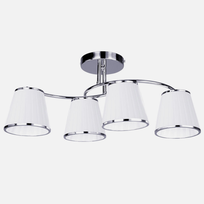 Lámpara de techo Lantanas 4xE27 en cromo y blanco de Abrila, diseño moderno de metal y textil para decoración interior doméstica, modelo 151754020 ideal para iluminación con bombillas E27.