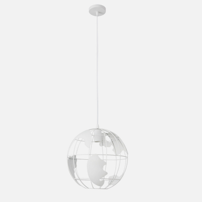 Lámpara colgante Orbe Blanco de Abrila, diseño moderno en metal de 30x30 cm con casquillo E27 para iluminación doméstica interior, decoración colgante AI2 en blanco.