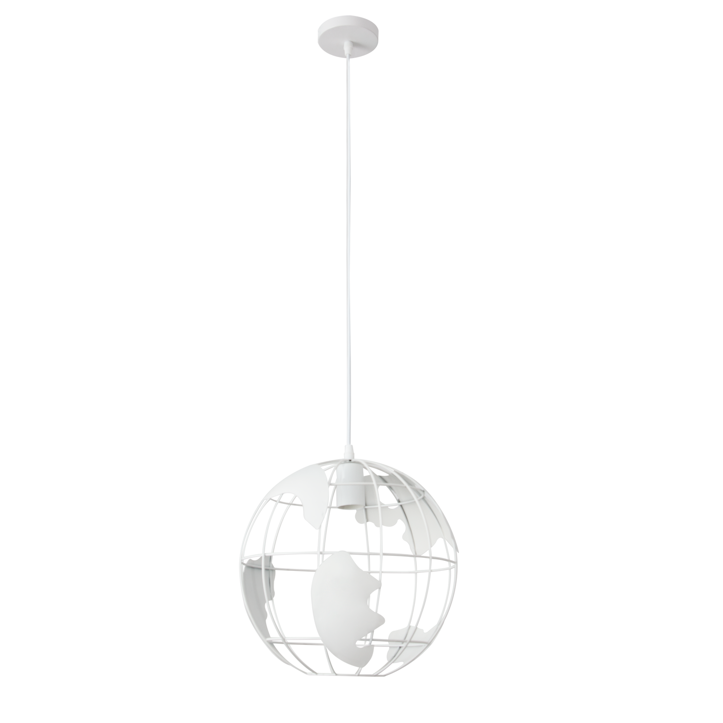 Lámpara colgante orbe blanco de metal moderno Abrila, diseño esférico de 30x30 cm con casquillo E27 para iluminación doméstica interior y decoración minimalista, referencia 152193001.