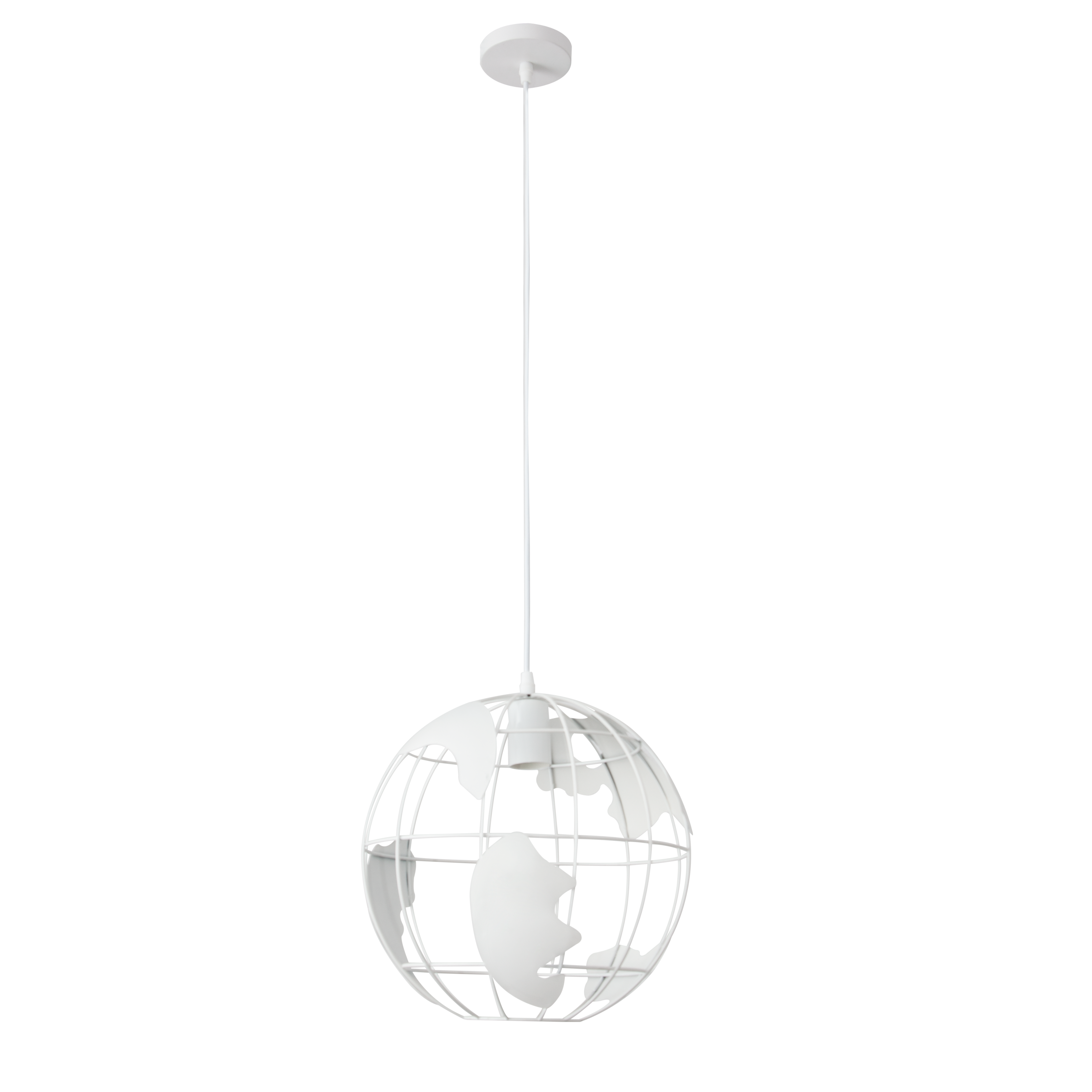 Lámpara colgante orbe blanco de metal moderno Abrila, diseño esférico de 30x30 cm con casquillo E27 para iluminación doméstica interior y decoración minimalista, referencia 152193001.