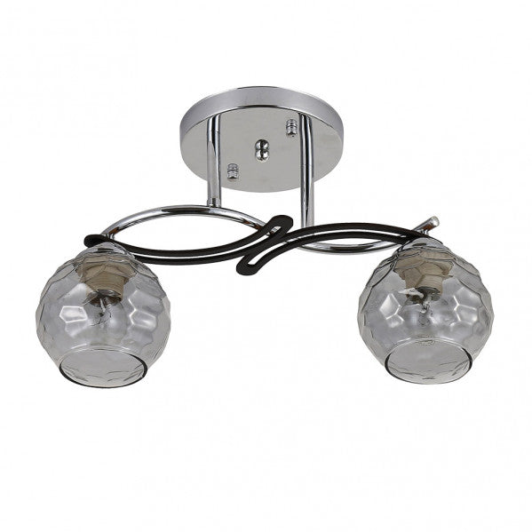 Lámpara Etna moderna de Abrila en cromo y wengué, modelo 2xe14 con tulipa fumé de cristal, dimensiones 24x33x14 cm, ideal para iluminación doméstica interior y decoración contemporánea (ref. 152552020).