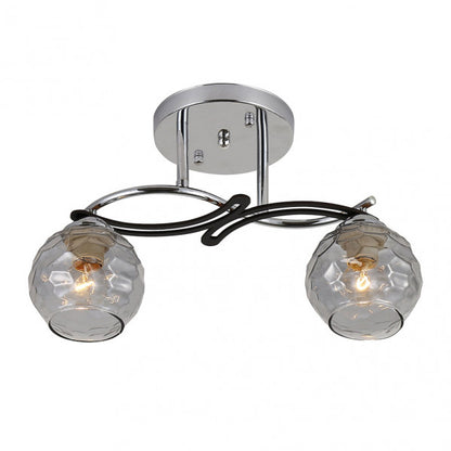 Lámpara Etna moderna de Abrila con base cromo y wengué, tulipa fumé de cristal, 2xe14, medidas 24x33x14 cm, iluminación interior para decoración doméstica AI2 152552020