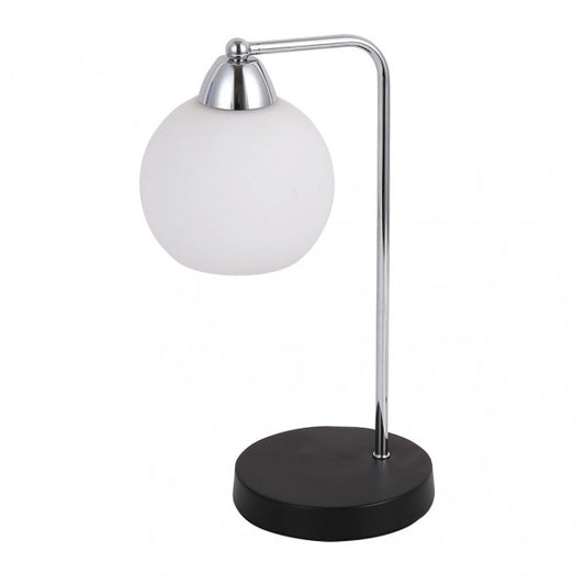 Lámpara sobremesa Pissis de Abrila en acabado cromo y negro, diseño contemporáneo moderno con base de metal y cristal, casquillo E27 para iluminación doméstica, ideal para decoración interior AI2, modelo 152871020.