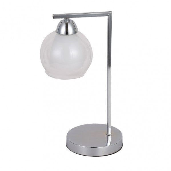 Lámpara sobremesa Makalu en cromo de Abrila, diseño contemporáneo con metal y cristal, dimensiones 36x14x17 cm, iluminación doméstica moderna para decoración interior, modelo 153071020