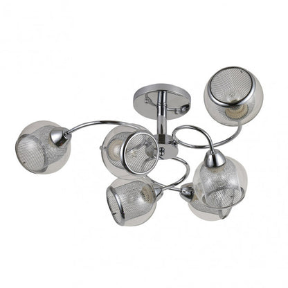 Lámpara colgante Stanley de Abrila en acabado cromo, modelo 6xE27 con dimensiones 26x68x68 cm, diseño moderno vintage contemporáneo para iluminación interior del hogar y decoración elegante.