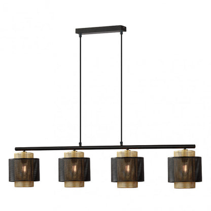 Lámpara colgante Kyoto de Abrila en negro y oro, diseño moderno vintage con 4 casquillos E27, ideal para iluminación de hogar e interior, estilo metálico AI2 (153354016)