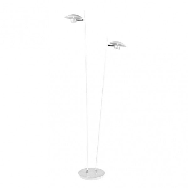 Pie de salón Ciudad del Cabo de Abrila en blanco y plata, lámpara LED de 2L y 12W para iluminación interior moderna en metal, diseño doméstico y decorativo para salones (modelo 153642074).