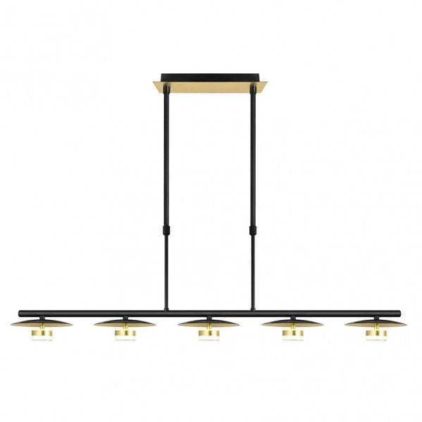Lámpara Ciudad del Cabo 5L moderna en negro y oro, iluminación interior LED integrada de 30W por Abrila, diseño metálico para decoración doméstica, referencia 153655016