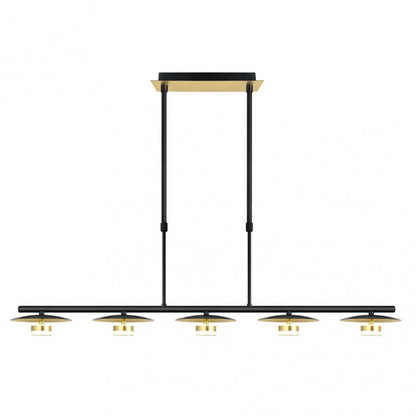 Lámpara Ciudad del Cabo 5L moderna en negro y oro, iluminación interior LED integrada de 30W por Abrila, diseño metálico para decoración doméstica, referencia 153655016