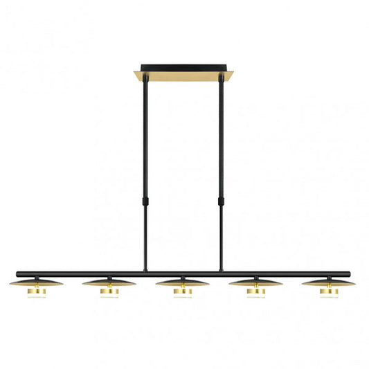 Lámpara Ciudad del Cabo 5L moderna en negro y oro, iluminación interior LED integrada de 30W por Abrila, diseño metálico para decoración doméstica, referencia 153655016