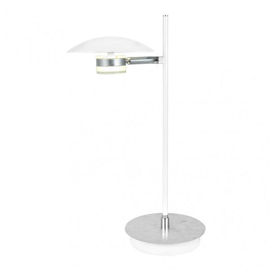 Lámpara sobremesa Ciudad del Cabo en blanco y plata de Abrila, diseño moderno orientable con LED de bajo consumo energético para iluminación interior doméstica y decoración minimalista, modelo 153671074 en metal.