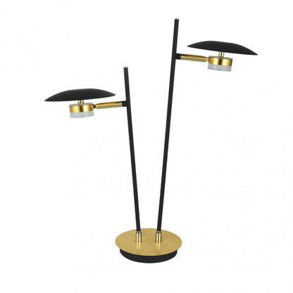 Lámpara sobremesa Ciudad del Cabo 2L en negro y oro de Abrila, diseño moderno industrial con focos orientables LED de metal para decoración interior doméstica, modelo 153672016
