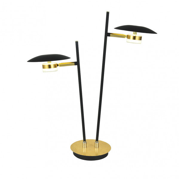 Lámpara sobremesa Ciudad del Cabo 2L en negro y oro de Abrila, diseño moderno industrial con focos orientables LED, ideal para decoración interior doméstica en metal, referencia 153672016.