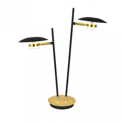 Lámpara sobremesa Ciudad del Cabo 2L en negro y oro de Abrila, diseño moderno industrial con focos orientables LED, ideal para decoración interior doméstica en metal, referencia 153672016.