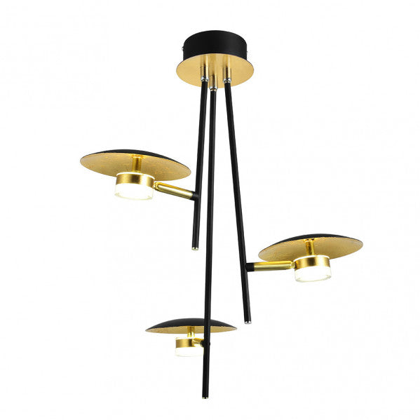 Lámpara colgante Ciudad del Cabo 3L en negro y oro de Abrila, diseño industrial moderno con iluminación LED de bajo consumo energético para decoración interior del hogar, modelo 153693016.