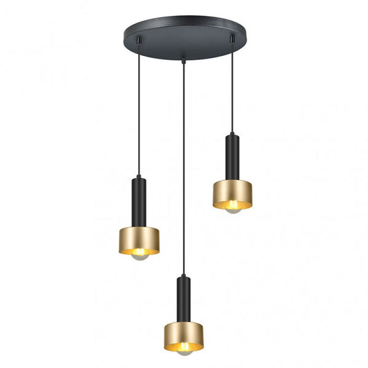 Lámpara colgante Allende 3xE27 en negro y oro de Abrila, diseño moderno industrial vintage para decoración farmhouse e interior, modelo 153883016