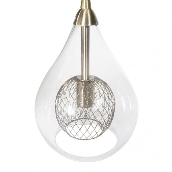 Lámpara Lhasa moderna de Abrila en cuero y metal cristal, diseño 3xG9 de 30x30 cm para iluminación de salón interior y decoración doméstica, modelo 154083014.