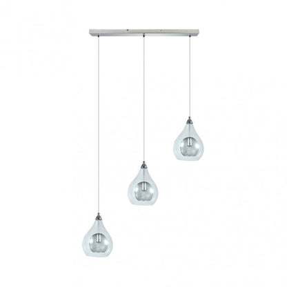 Lámpara colgante Lhasa moderna en cromo de Abrila, modelo 154093020 con 3xG9 y cristal, dimensiones 65x65 cm para decoración de interior en salón con luz directa