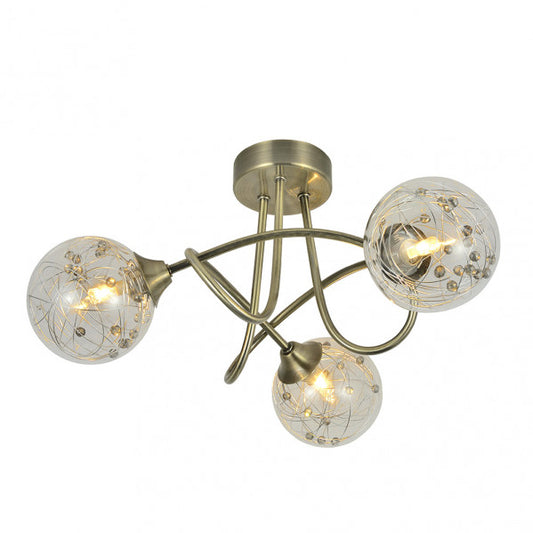 Lámpara de techo Río de Janeiro moderna de Abrila con acabado en cuero, cristal y metal, 3 bombillas G9, diseño circular 21x37x37 cm para iluminación interior doméstica y decoración elegante, modelo 154153014.