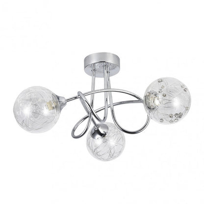 Lámpara de techo Rio de Janeiro Abrila en cromo con cristal, modelo 3xG9 de 21x37x37 cm, diseño moderno para salón o dormitorio, iluminación interior doméstica 154153020