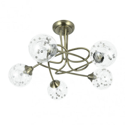 Lámpara moderna Río de Janeiro de Abrila con acabado en cuero y metal cristal, modelo 5xG9 (154155014) para decoración de interiores en dormitorio o salón, diseño contemporáneo doméstico iluminando espacios elegantes.