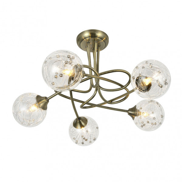 Lámpara moderna Río de Janeiro de Abrila con acabado en cuero y metal cristal, modelo 5xG9 (154155014) para decoración de interiores en dormitorio o salón doméstico