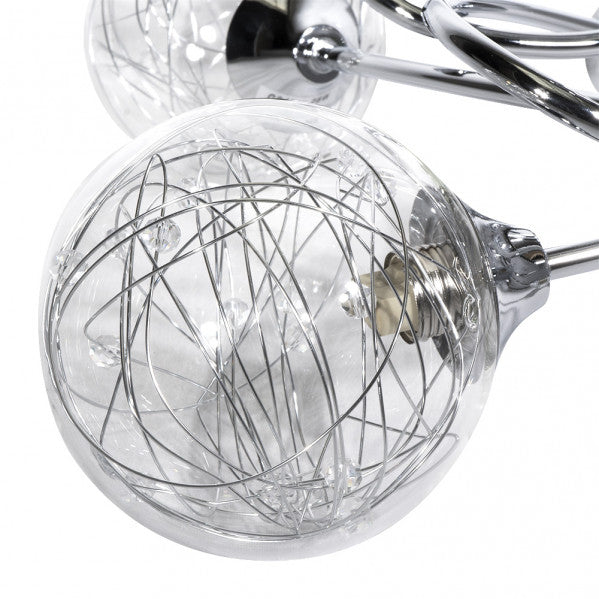 Lámpara moderna Rio de Janeiro de Abrila en cromo, diseño de metal y cristal con luz difusa, 5xg9, dimensiones 29x42x42 cm, ideal para decoración interior en dormitorio o salón doméstico, referencia 154155020