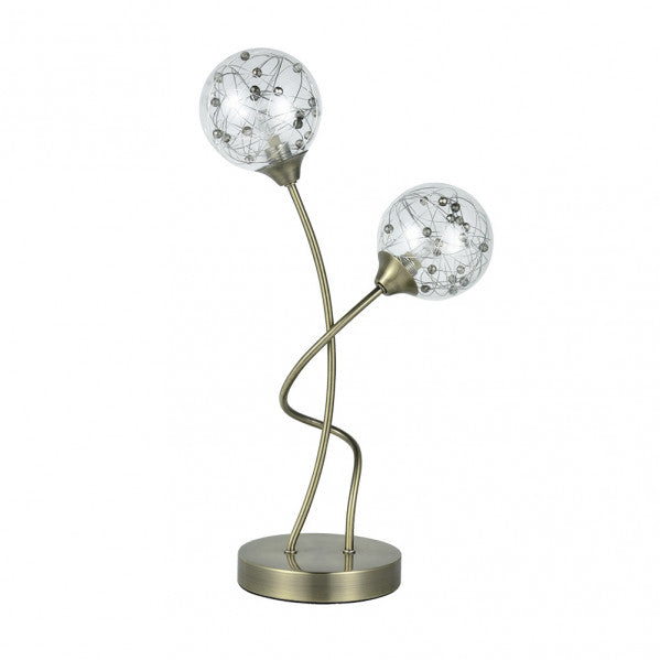 Lámpara de sobremesa Rio de Janeiro de Abrila con base de cuero, estructura de metal y cristal, iluminación difusa moderna para decoración interior doméstica, modelo 2xG9, referencia 154172014