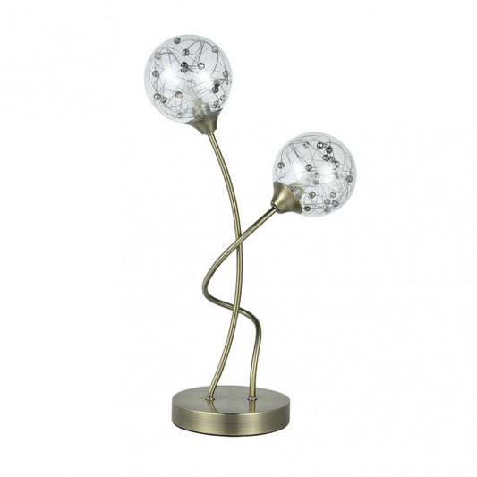 Lámpara de sobremesa Rio de Janeiro de Abrila con base de cuero, estructura de metal y cristal, iluminación difusa moderna para decoración interior doméstica, modelo 2xG9, referencia 154172014